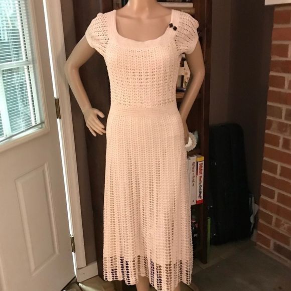 Vintage | Betsey Johnson | Cottagecore | Coquette | Lined Crochet Dress in Ivory - Picture 4 of 13